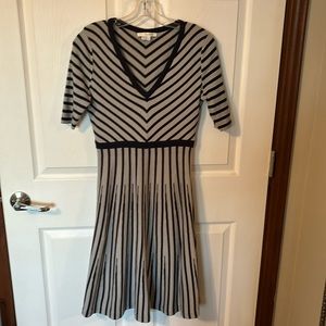 Boden Wool Striped Sweater Dress Gray Navy 6R